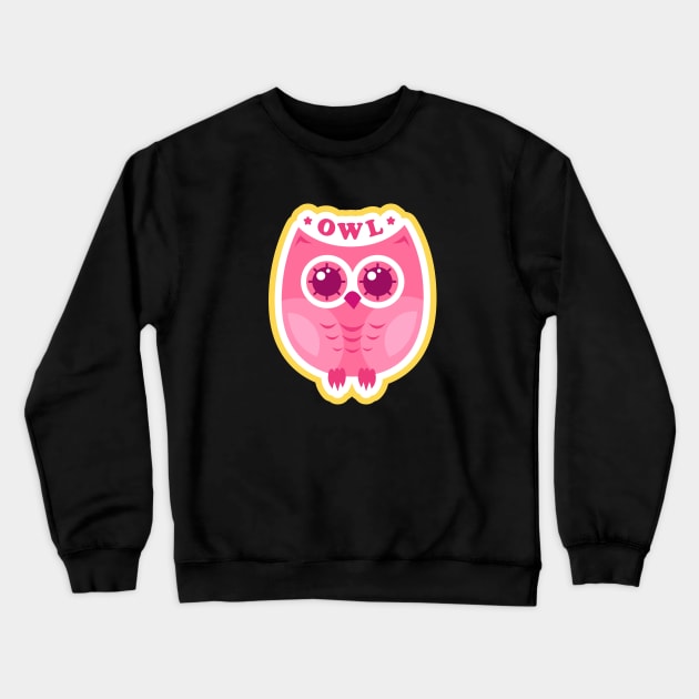 Owl Cute Cartoon Drawing Crewneck Sweatshirt by BrightLightArts